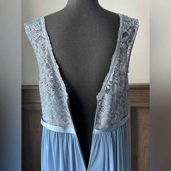 David's Bridal bridesmaid formal Light Blue Lace Maxi Dress NWT 16 - Picture 6 of 9